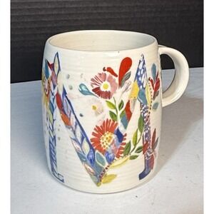 Anthropologie Starla M. Halfmann Petal Palette Monogram Letter M Coffee‎ Mug Cup